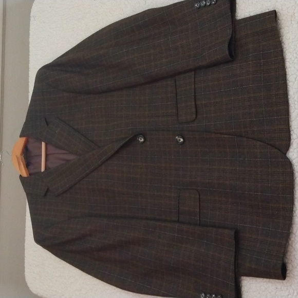 Jos. A. Bank Signature Collection Brown Wool Plaid/Glen Check Sport Jacket  42R - Picture 2 of 14